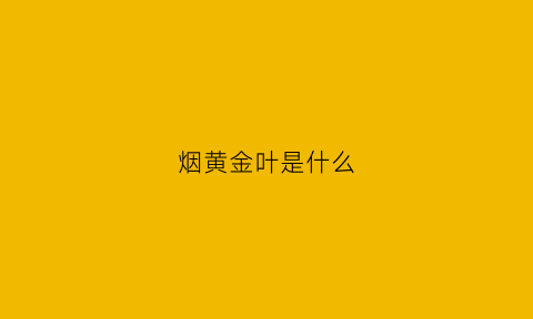 烟黄金叶是什么(烟草黄金叶)