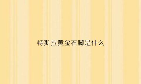 特斯拉黄金右脚是什么