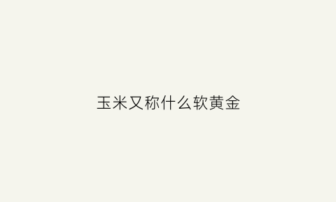 玉米又称什么软黄金(玉米又称什么名字)