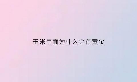 玉米里面为什么会有黄金(玉米为什么黄色)