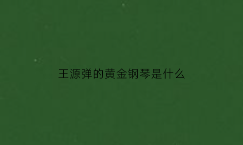 王源弹的黄金钢琴是什么