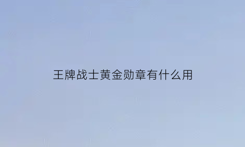 王牌战士黄金勋章有什么用