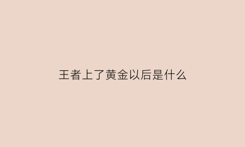 王者上了黄金以后是什么