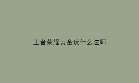 王者荣耀黄金玩什么法师(黄金法师遇到王者法师)