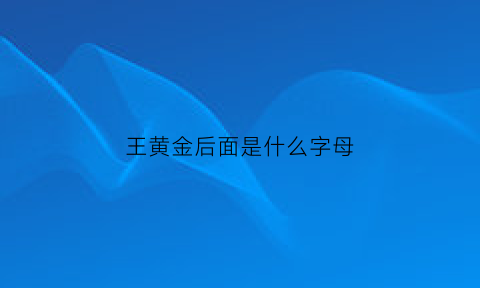 王黄金后面是什么字母(王黄金后面是什么字母代表)