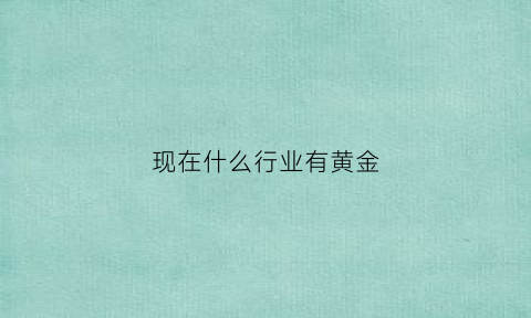 现在什么行业有黄金(现在什么行业有黄金交易)