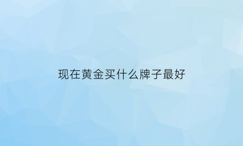 现在黄金买什么牌子最好(现在买黄金什么牌子的好)