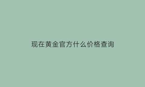 现在黄金官方什么价格查询(请问黄金现在什么价格)