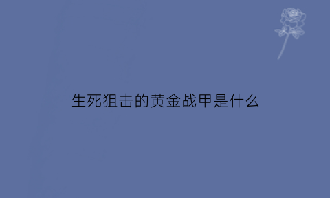 生死狙击的黄金战甲是什么(生死狙击黄金武器有哪些)