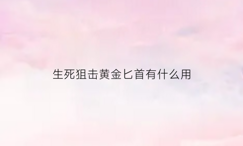 生死狙击黄金匕首有什么用