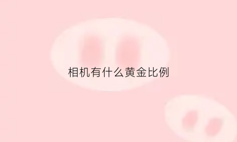 相机有什么黄金比例