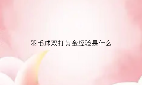 羽毛球双打黄金经验是什么