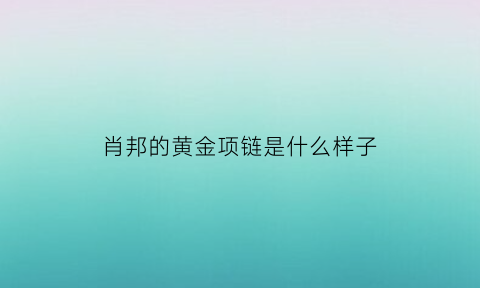 肖邦的黄金项链是什么样子