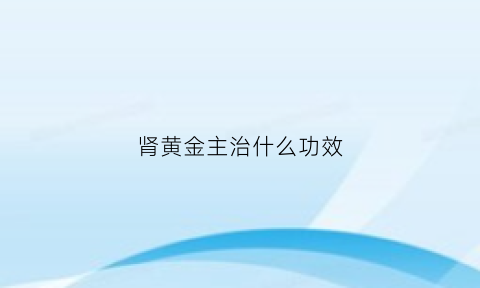 肾黄金主治什么功效