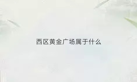 西区黄金广场属于什么(黄金广场学区属于哪里)