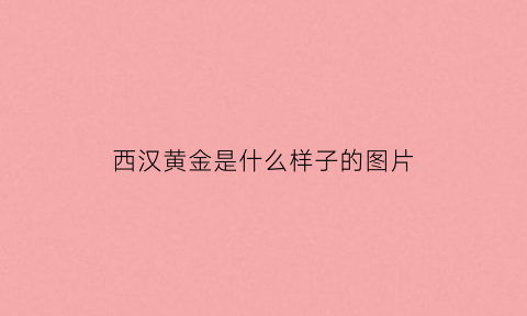 西汉黄金是什么样子的图片