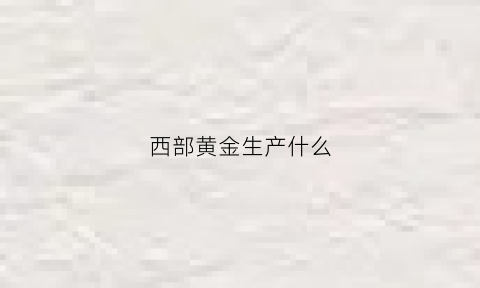 西部黄金生产什么