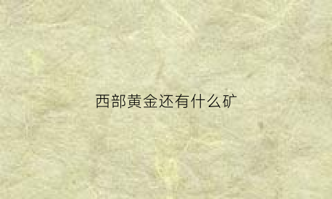 西部黄金还有什么矿(西部黄金生产什么)