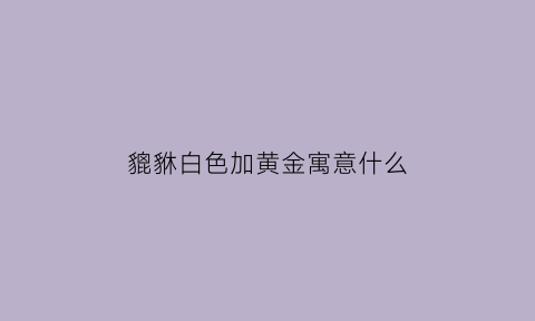 貔貅白色加黄金寓意什么