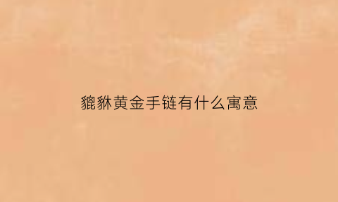 貔貅黄金手链有什么寓意