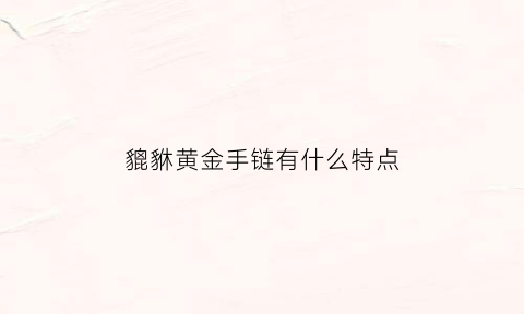 貔貅黄金手链有什么特点