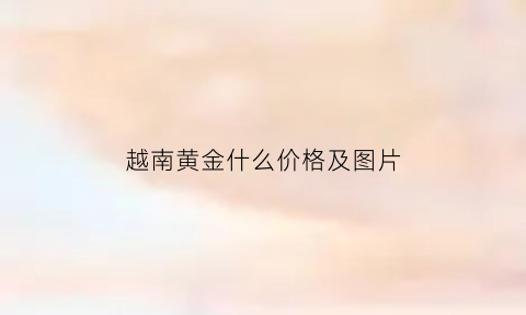 越南黄金什么价格及图片(越南黄金价格今日价格)