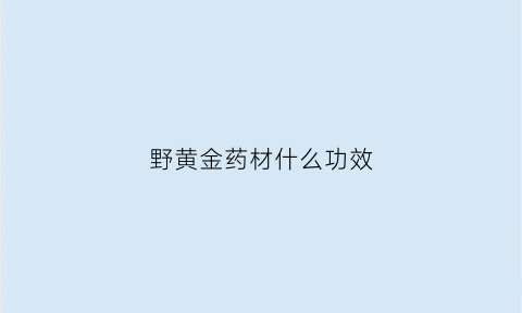 野黄金药材什么功效