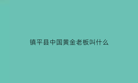 镇平县中国黄金老板叫什么(镇平的中国黄金多少钱一克)