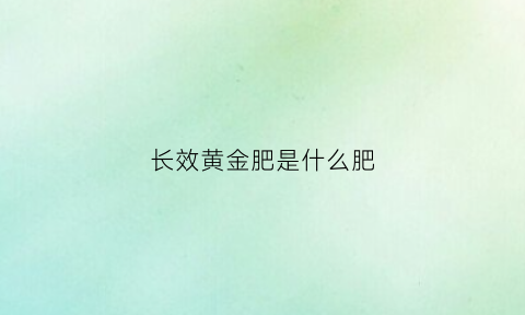 长效黄金肥是什么肥(长效肥料包括哪些名牌)