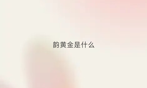 韵黄金是什么(黄金韵圆茶)