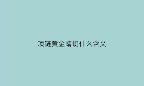 项链黄金蜻蜓什么含义