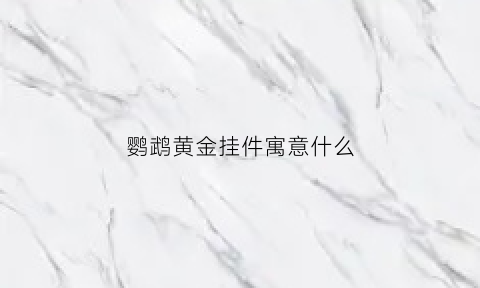 鹦鹉黄金挂件寓意什么