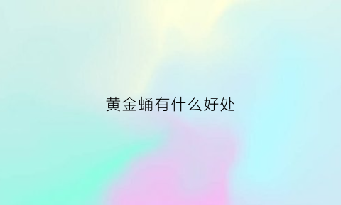 黄金蛹有什么好处