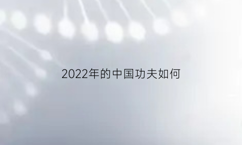 2022年的中国功夫如何