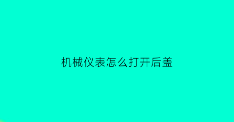 机械仪表怎么打开后盖(机械表盘怎么打开)