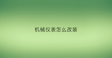 “机械仪表怎么改装(自制机械表校表仪)