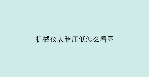 机械仪表胎压低怎么看图(机械胎压表误差多少)