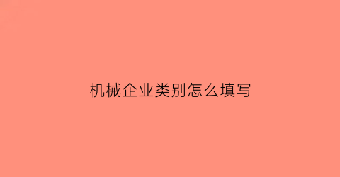 机械企业类别怎么填写