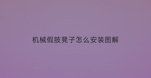 机械假肢凳子怎么安装图解(假肢机械手)