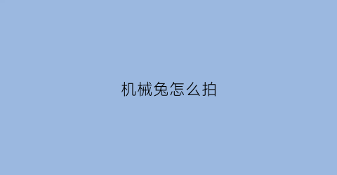 机械兔怎么拍