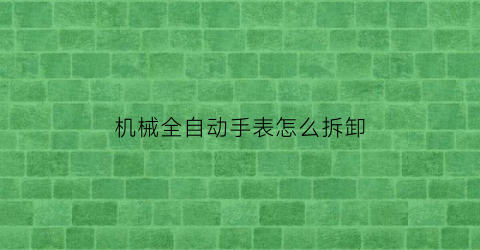 “机械全自动手表怎么拆卸(机械全自动手表怎么拆卸视频)