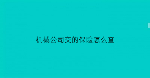 机械公司交的保险怎么查(工程机械保险公司)