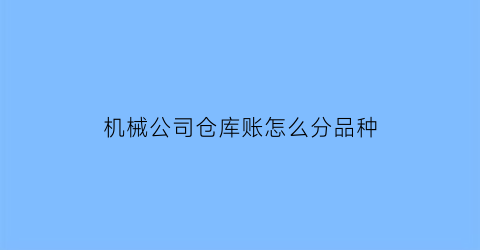 “机械公司仓库账怎么分品种(机械厂仓库零件摆放图)