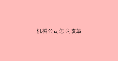 机械公司怎么改革