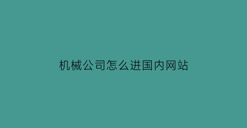 机械公司怎么进国内网站(机械公司赚钱吗)