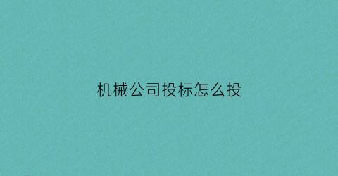 机械公司投标怎么投