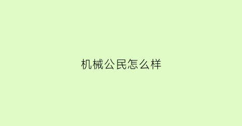 机械公民怎么样