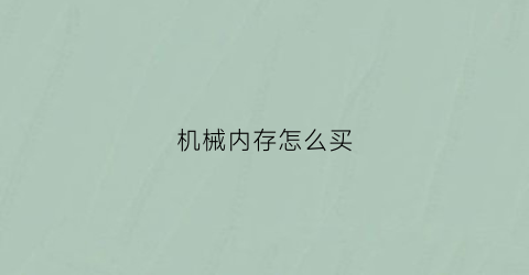 “机械内存怎么买(什么叫机械内存)