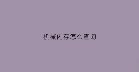 机械内存怎么查询(电脑机械内存怎么看)