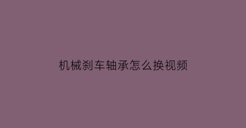 机械刹车轴承怎么换视频(刹车片轴承)